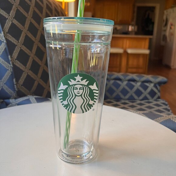 Starbucks Venti Double Walled Glass Tumbler 20oz Travel Mug Cup - Picture 1 of 13